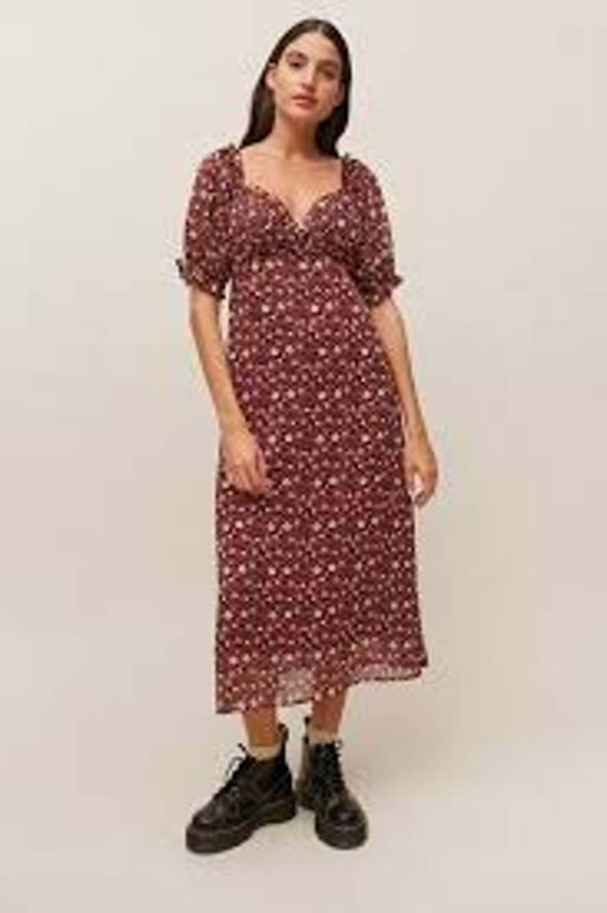 DRESS FORUM Floral Off Shoulder Midi Dress Size Small S MILKMAID DARK COTTAGE